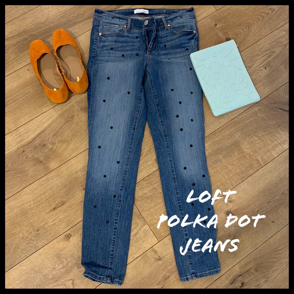Loft skinny polka dot jeans